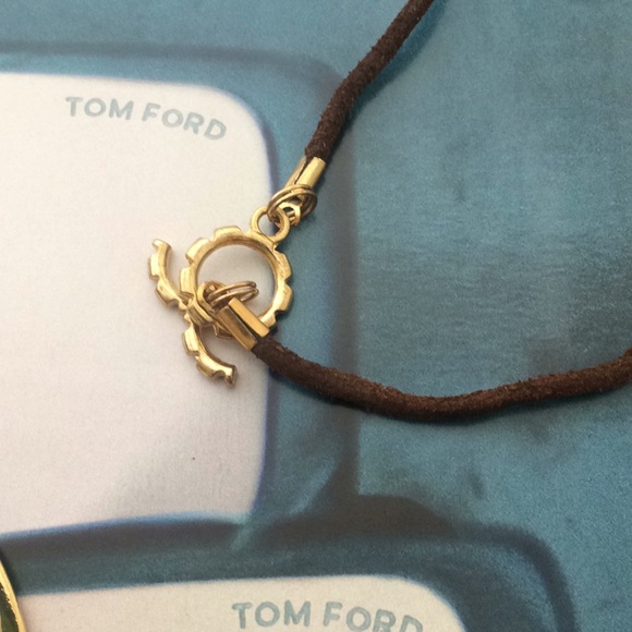 Natural leather gold tone necklace heart - Picture 3 of 4